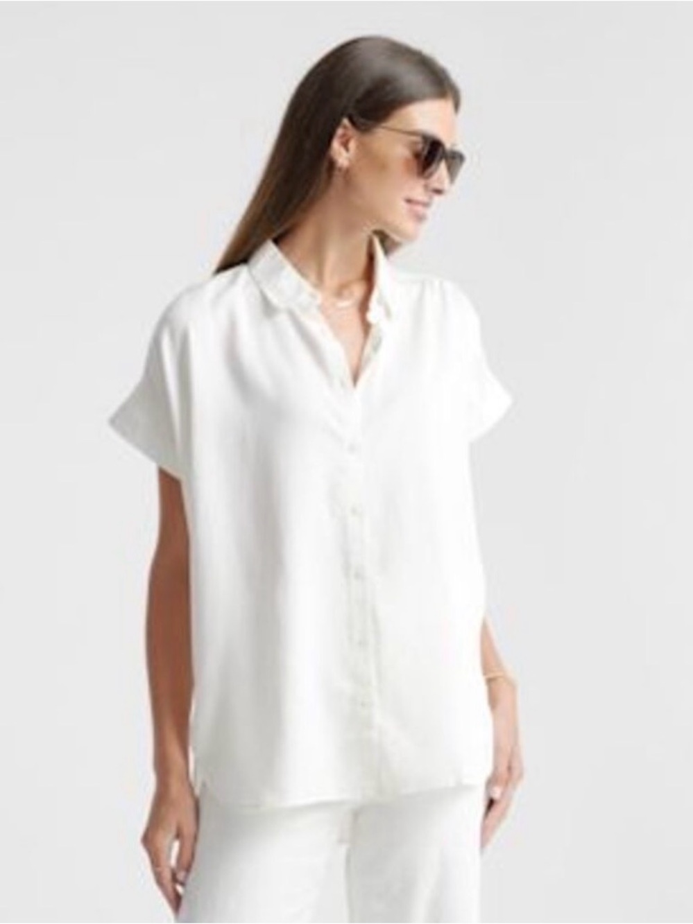 Quince Women’s Tencel Camp Shirt Casual Short-Sleeve Button-Down White XL
